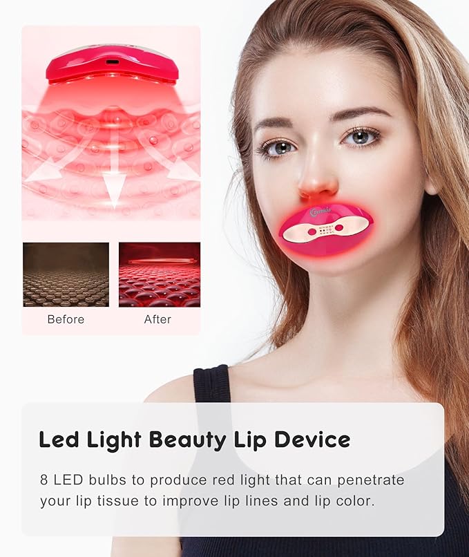 FERNIDA Red Light Lip Therapy for Women Rechargeable Lip Device with Heated Eye Care, Improve Lip Color & Smooth Lip Wrinkles, Red