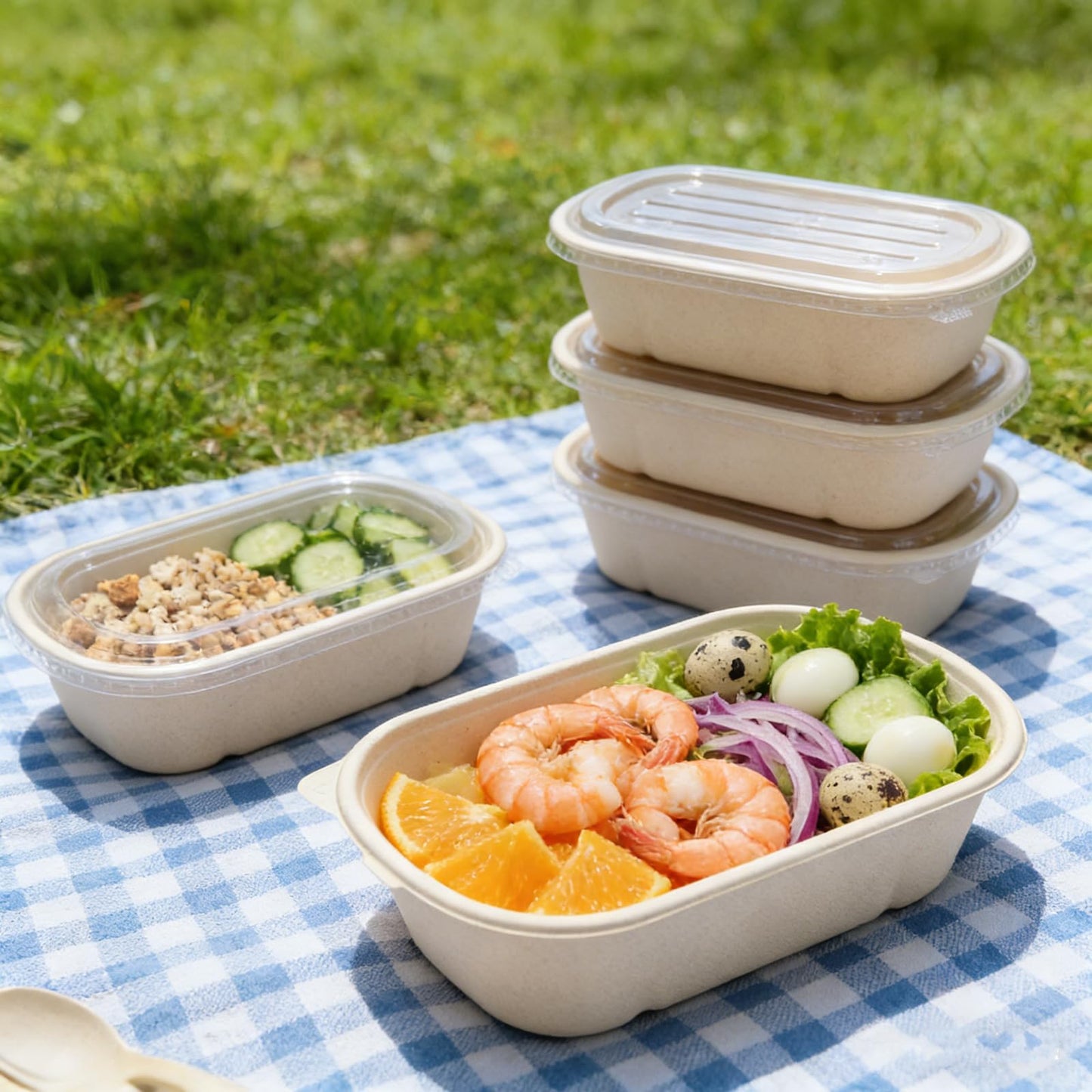 NROZIET 50 Pack Disposable Meal Prep Containers, 23oz Take Out Food Containers with Lid, Microwave Safe Bagasse To Go Paper Bowls Soup Serving Bowls for Salad, Leftovers, Lunch
