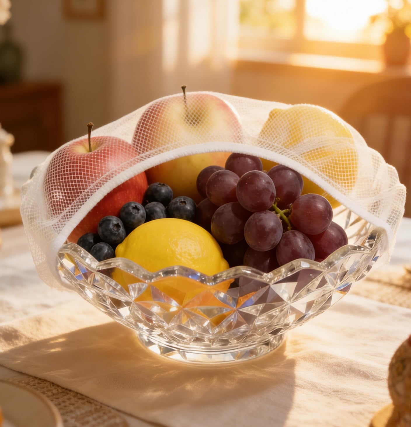 12Pack Reusable Mesh Fruit Bowl Covers, 13 Inch Elastic Stretch Food Covers, Fly Bug Proof Breathable Nylon Mesh for Outdoor Picnic BBQ Camping, Machine Washable Eco-Friendly Food Protectors