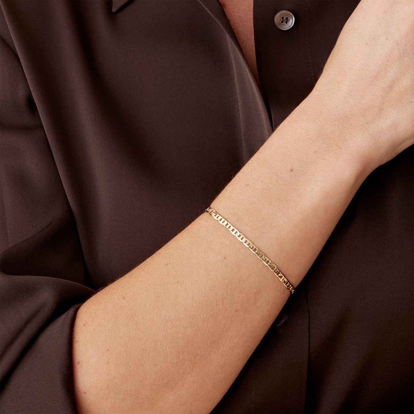 PAVOI 14K Gold Plated Paperclip/Curb/Figaro Chain Adjustable Bracelet for Women (Cuban, Yellow Gold Plated)