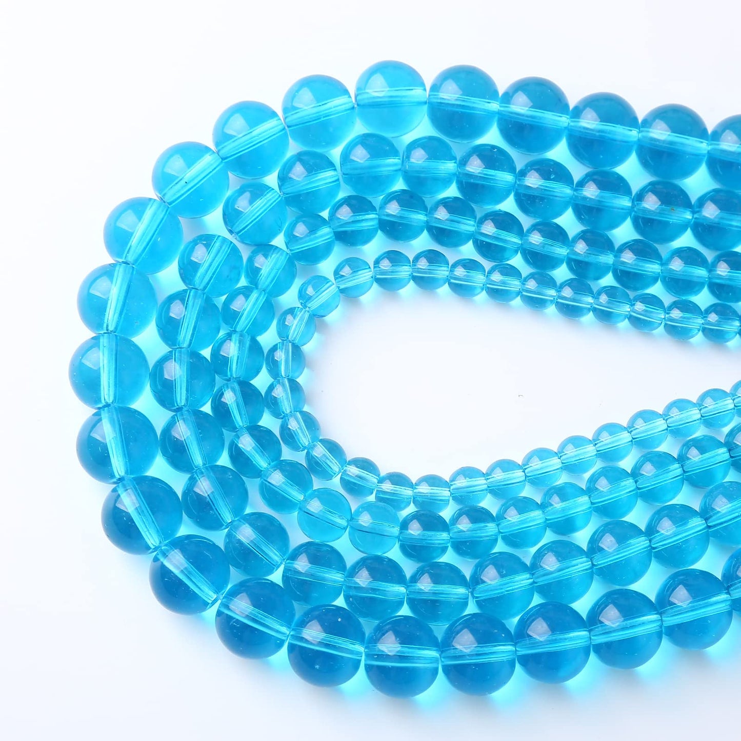 6MM 63PCS Light Blue Glass Spacer Loose Beads for Jewelry Making DIY Bracelet Necklace