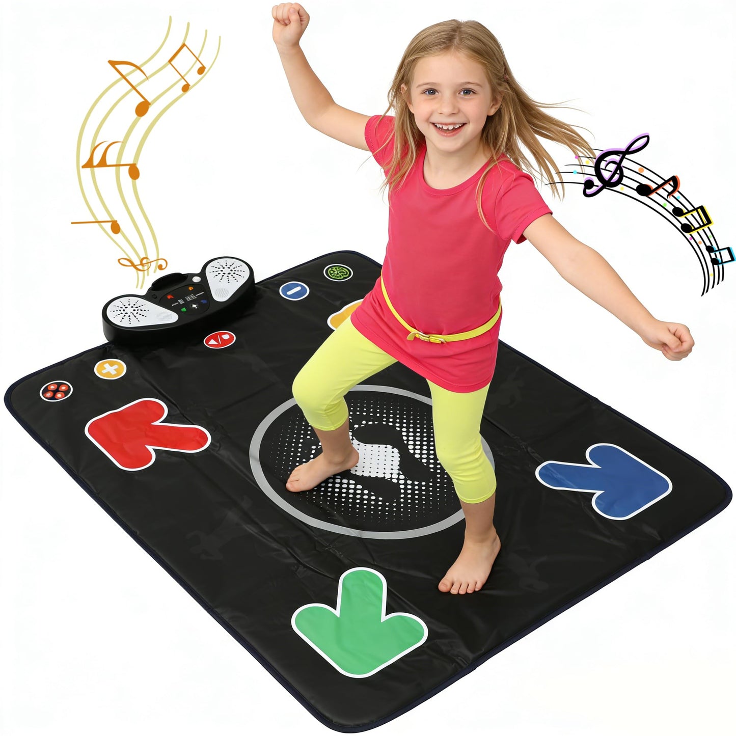 PLAMILOY Dance Mat for Kids - Light-up Electronic Rhythm Step Play Mat, Music Game Pad Toy for Girls Boys 3-12, Challenge Playmat Gift Built-in Songs, MP3 External Play, 5 Levels, Adjustable Volume