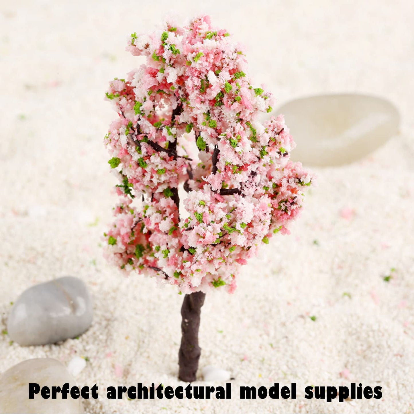 Yetaha 10PCS Pink Flower Model Trees, Mini Vegetation Flower Cluster Static Scenery Model for DIY Landscape Railway Train Diorama Garden Scenery Layout Architecture Trees Home Decoration, 11CM/4.33"