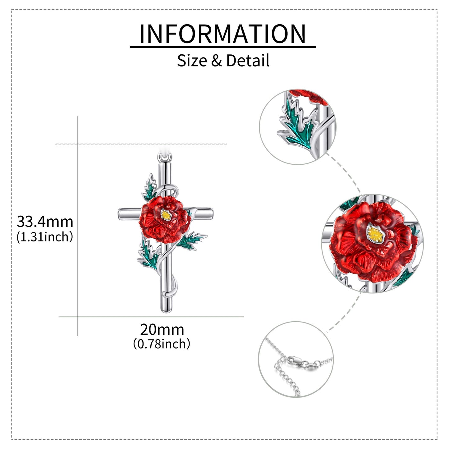 JERWLI Marigold Necklace 925 Sterling Silver Marigold Cross Pendant Necklace October Birth Flower Jewelry for Women