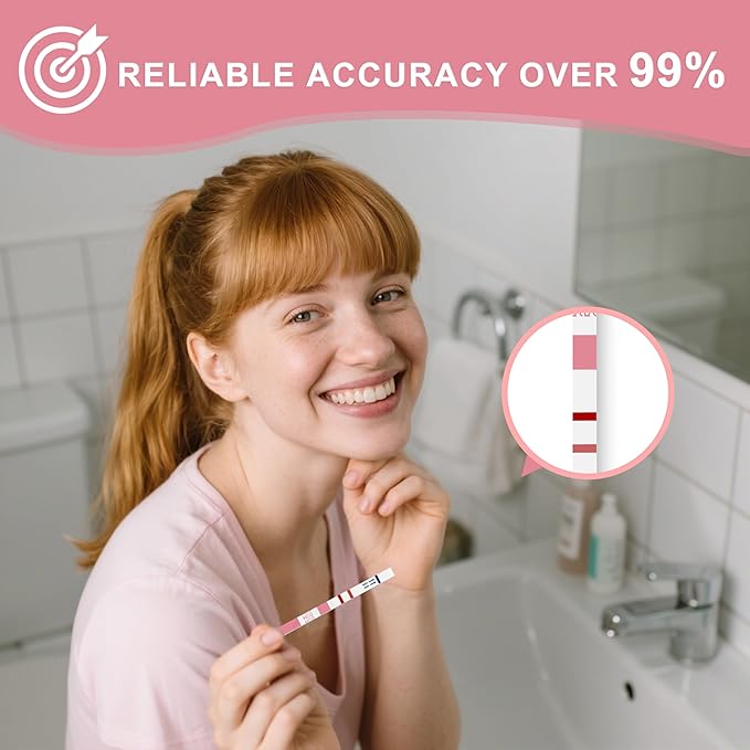 Pregnancy Test Strips with Urine Cups, hCG Detection Home Pregnancy Test, Sensitive & Over 99% Accurate, 50 Count Individually Wrapped, Rapid Pregnancy Tests Kit 5mm Wider 25mIU/mL