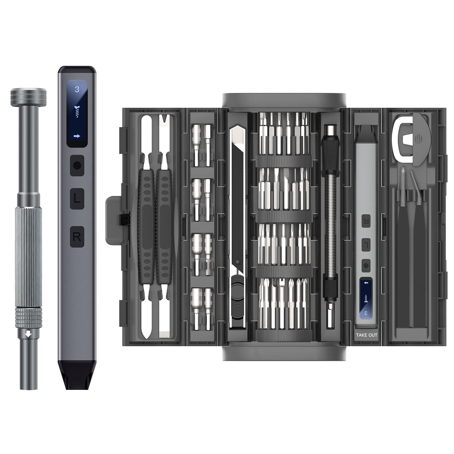 UF-TOOLS Mini Electric Screwdriver, 83 in 1 Cordless Rechargeable Small Power Screwdriver Set with 72 Bits, Led Light and Magnetic Mat, Professional Repair Tool for Phone Watch Camera Laptop PC