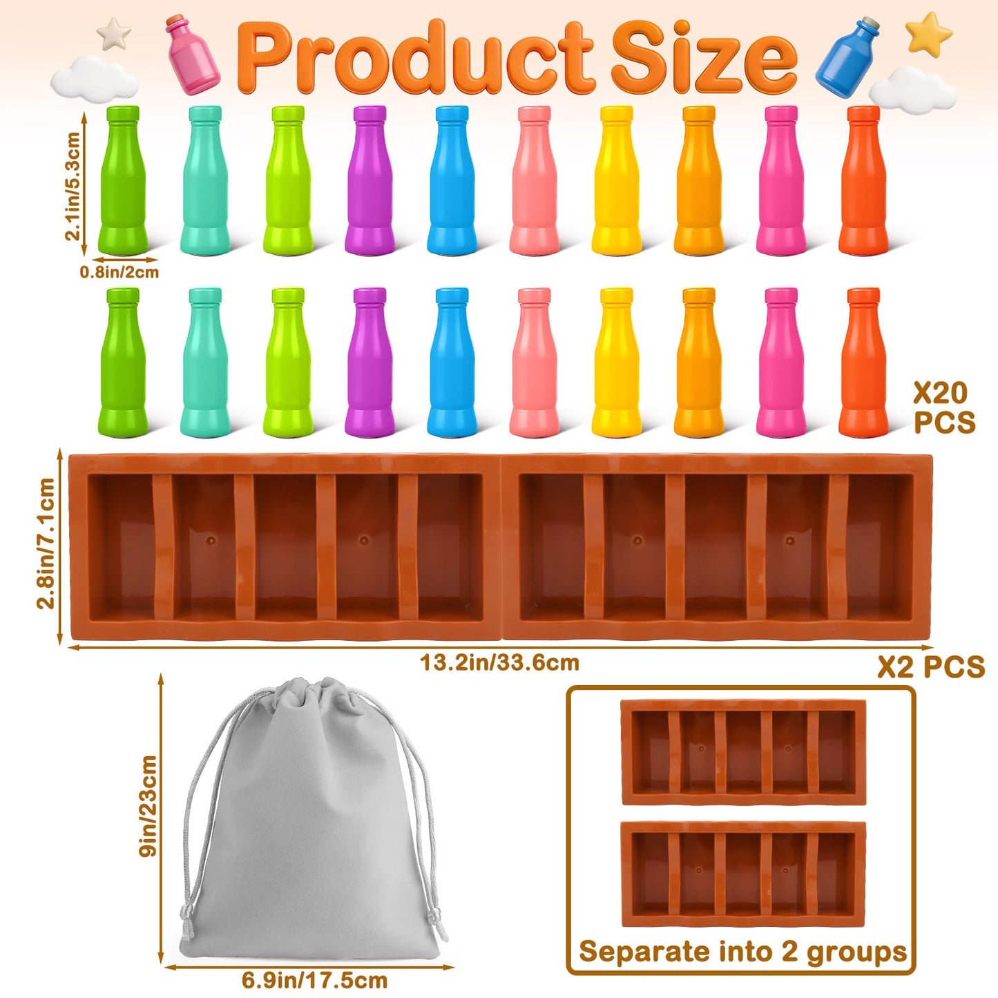 Vodolo 20pcs Bottle Color Match Game，Family Matching Games for Kids 8-12,Memory and Logical Training Bottle flip Game for fmaily, Party Activities