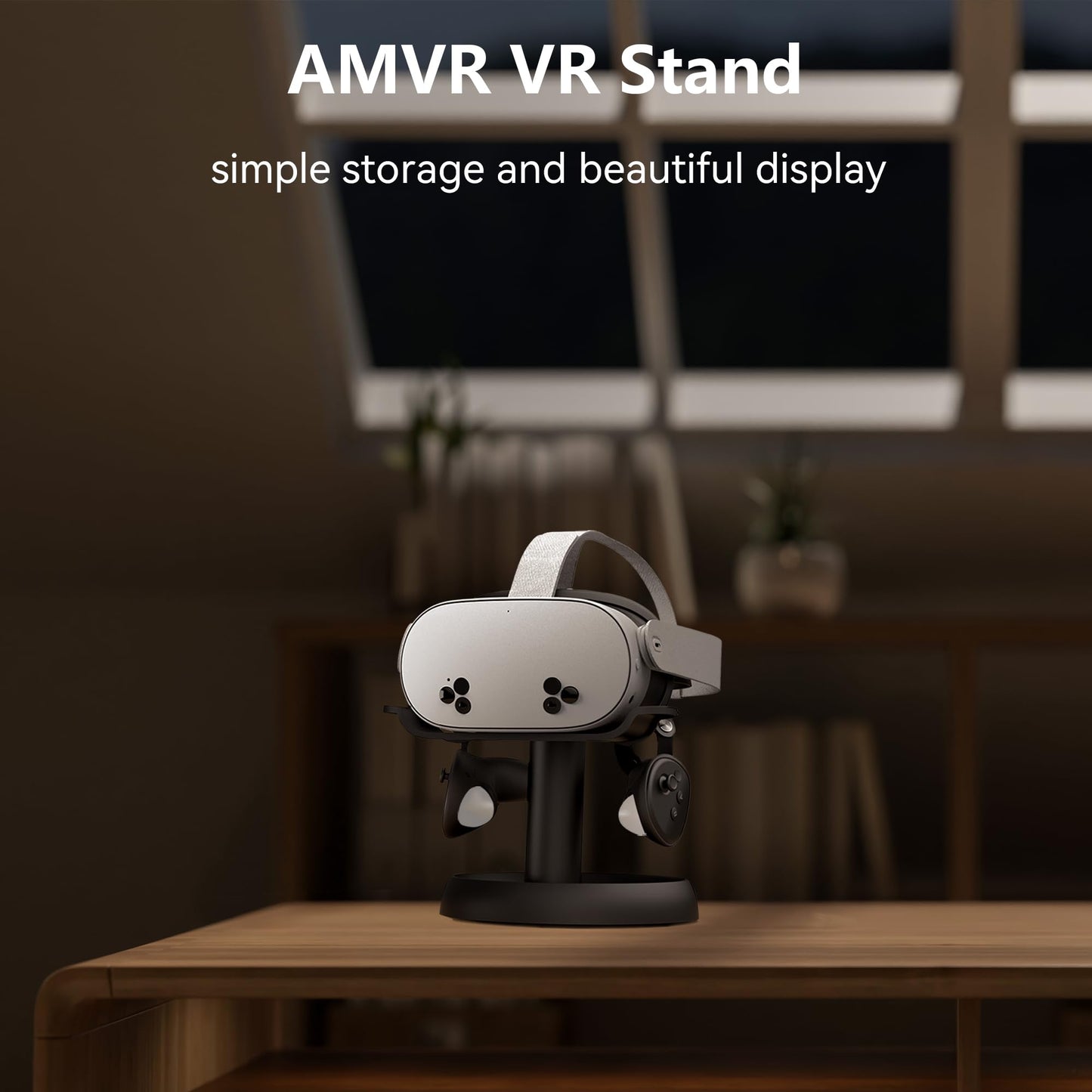 AMVR VR Headset Stand Holder Compatible with Quest 3s/Quest 3/Vision Pro/Quest 2/Pico 4/for PSVR 2 - Universal VR Headset Display Dock, Stable Bracket Storage Round Base, Mount Install Easy