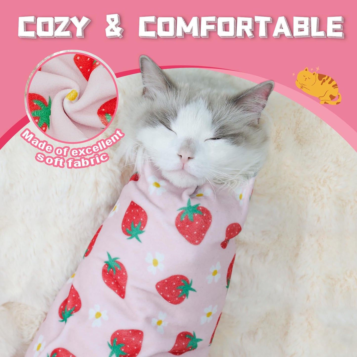Supet Cat Grooming Wrap for Cutting Nails, 2026 Self-Adherent Cat Wrap, Anti-Escape Calming Cat Swaddle Wrap for Medicine, Nail Clipping, Teeth Brushing, Ear Cleaning