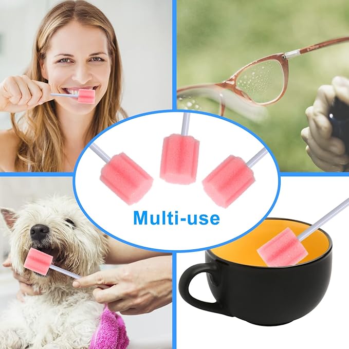 BVN Oral Care Swabs, 100 Pcs Disposable Mouth Cleaning Spong Swabs. (Plum Flower-100 PCS)
