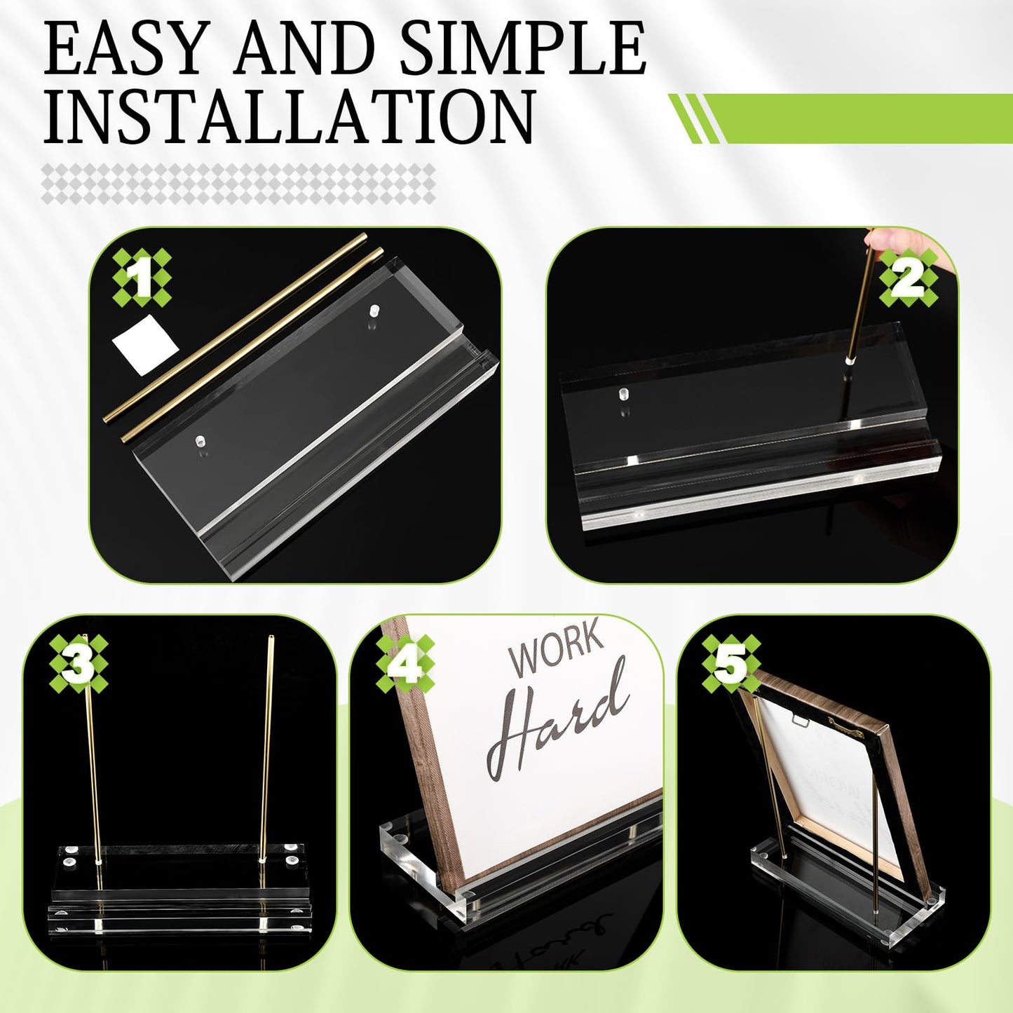 CroBlissful Tabletop Acrylic Display Stand Clear Easel Acrylic Book Display Holder Artwork Storage Rack for Picture Plate Frame Albums Record Magazine Tablet Canvas Board(Gold,7.8 x 3.5 x 7.8 Inch)