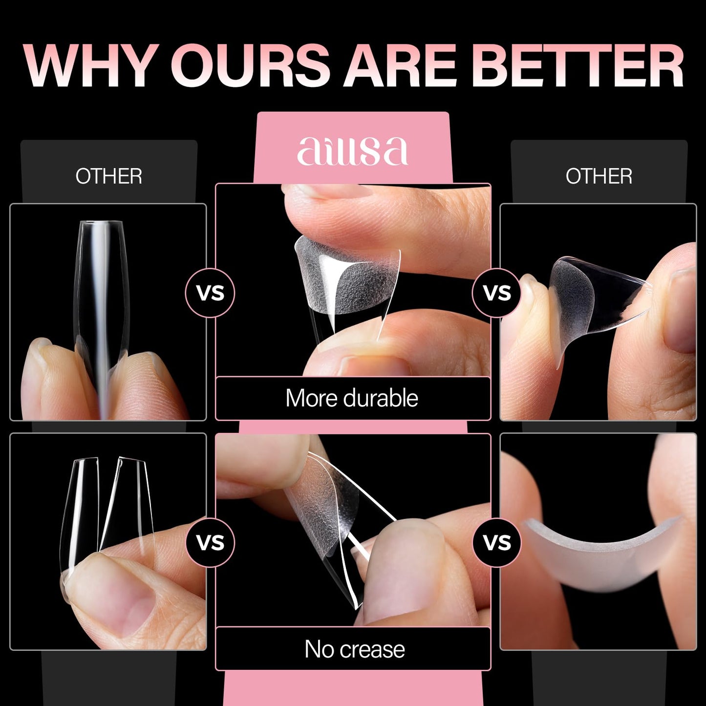 AILLSA Extra Short Coffin Nail Tips - 15 Sizes 240pcs Half Matte Pre-shaped Short Nails Tips, Full Cover Clear Press on Gelly Tips for Home Salon with Storage Box