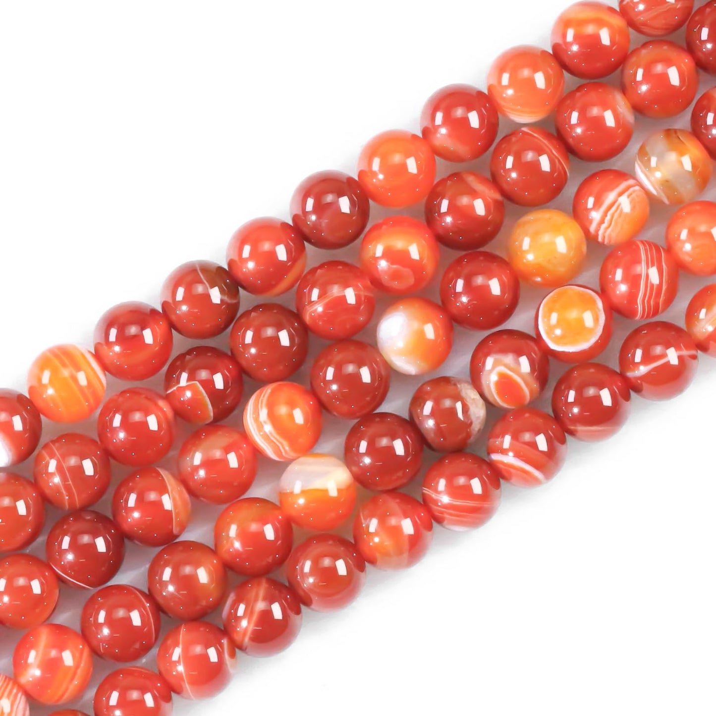 Natural Gemstone Round Loose Beads for Jewelry Making DIY Crystal Energy Healing 1 Strand 15" (Red Stripe Agate, 4mm (15"/Strand))