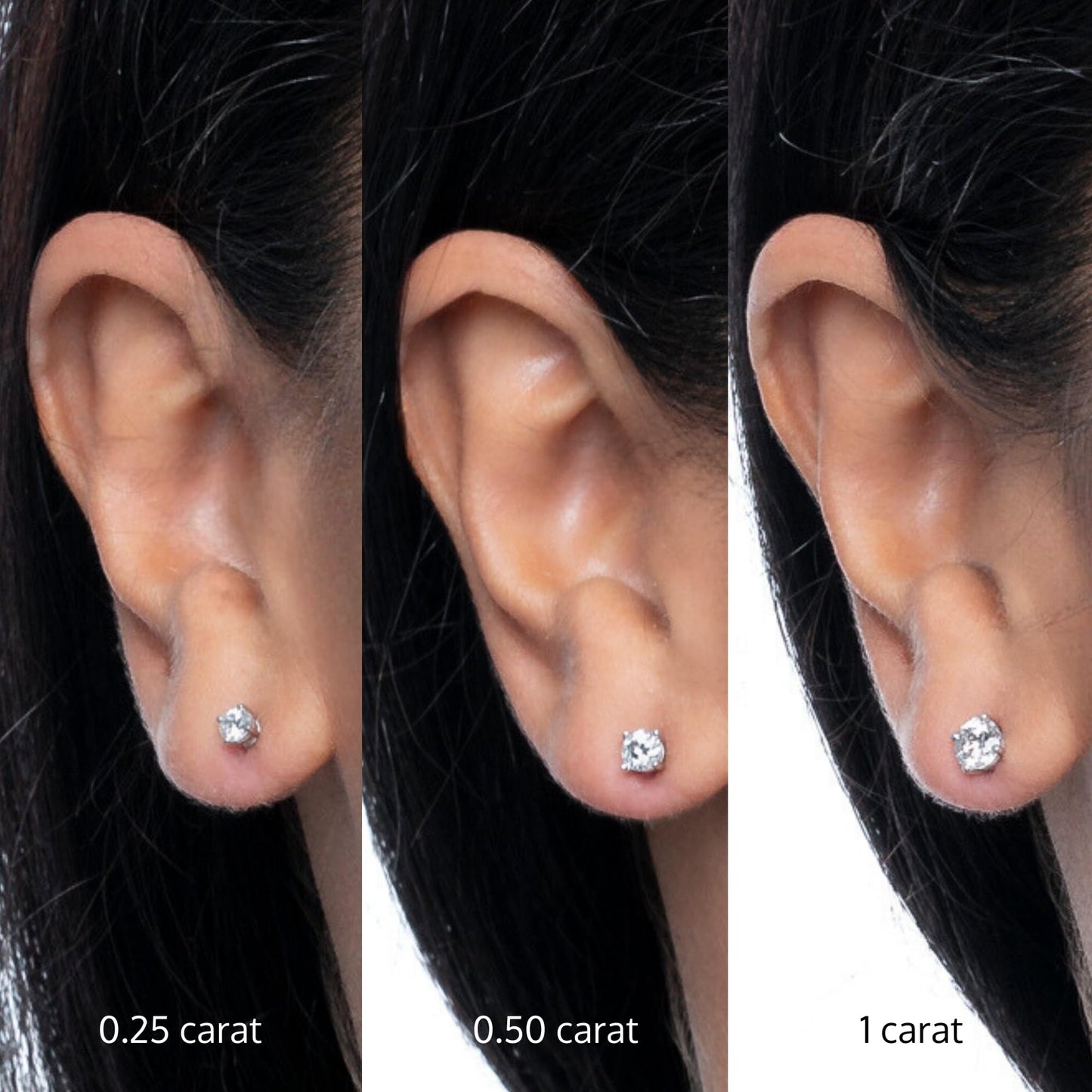 IGI Certified 0.25 Carat Solitaire Lab Grown Diamond Stud Earrings for Women in 14k White Gold - 4 Prong Round Cut (G-H Color, VS1-VS2 Clarity)