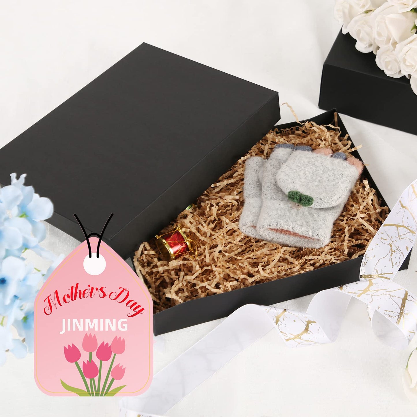 JINMING 12 Gift Boxes with Lids 11x8.5x1.5 Inches for Clothes, Black Gift Boxes, Apparel Boxes for Mother's Day, Father's Day and All Occasion