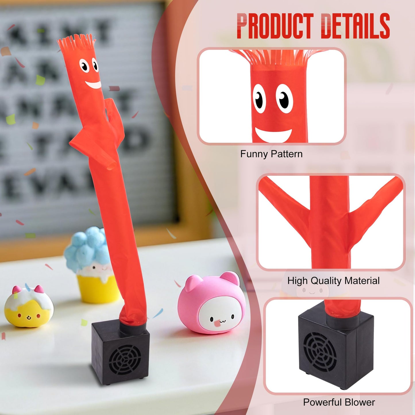 Mealivos Mini Wacky Waving Inflatable Tube Guy with Blower Mini Inflatable Tube Man for Desktop Decor Easter Basket Stuffers White Elephant Gift for Birthdays Party Store Office(Red)