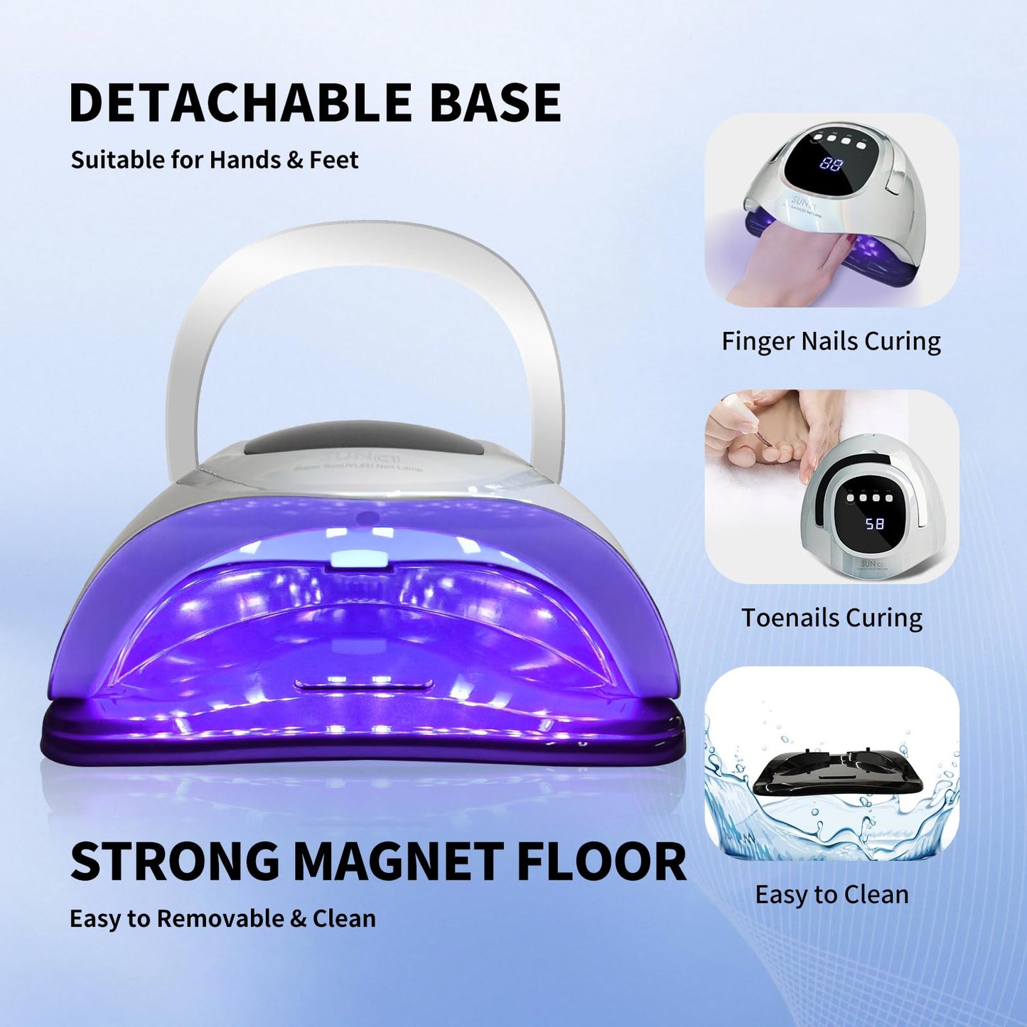 UV Nail Lamp, MIRAGE LAYON 288W UV Light Gel Nail Dryer with 63 Lamp Beads, Auto Sensor and 4 Timers LCD Display, Professional LED UV Lamp for Fingernail and Toenail