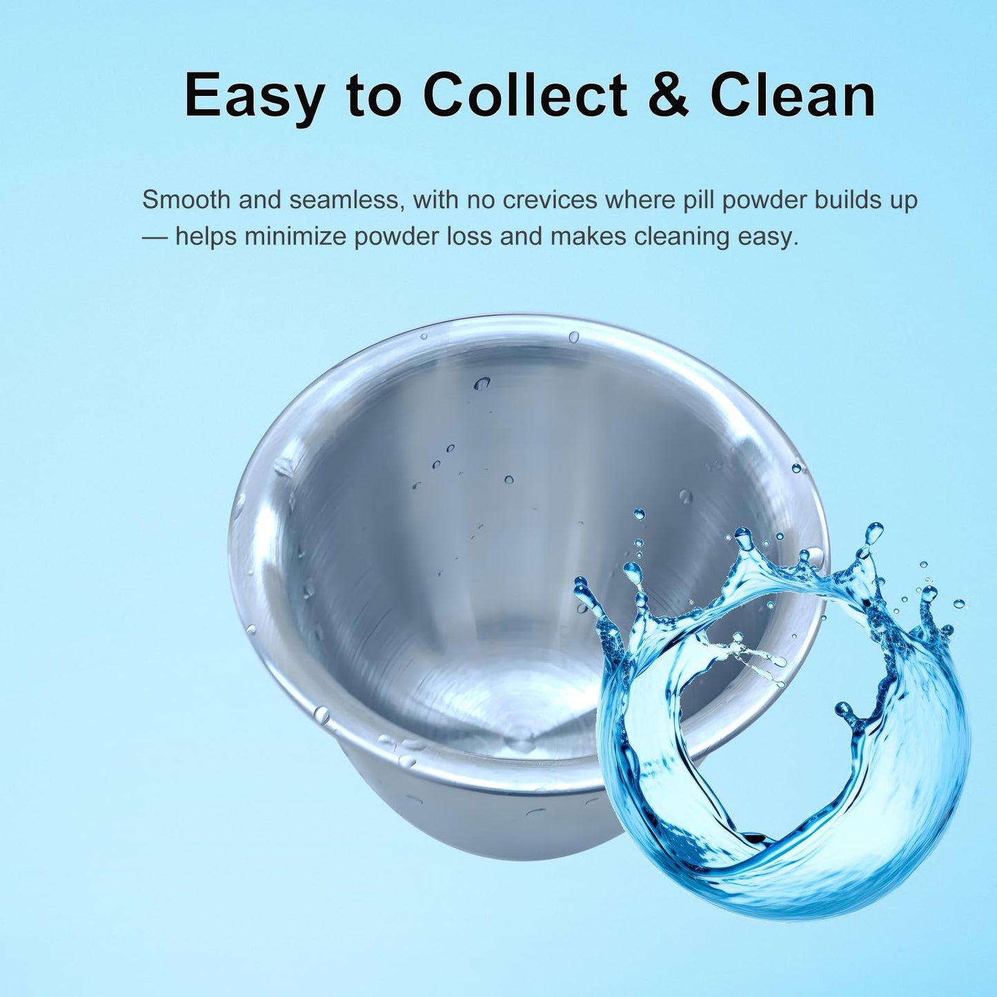 Pill Crusher Fine Powder, Mortar and Pestle Set for Large, Small and Multiple Pills, Solves Common Pill Grinder Issues - Solid 304 Stainless Steel, 10 oz