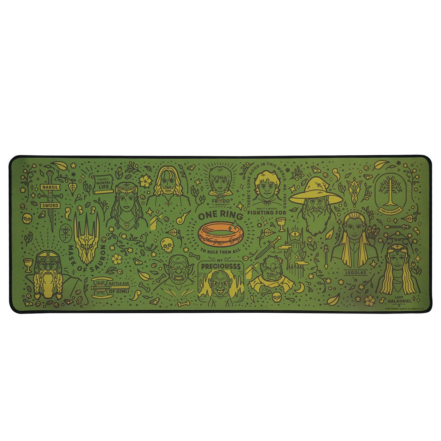 The Lord of the Rings Desk Pad & Coaster Set – Large Computer Gaming Mouse Mat with Matching Drink Coaster, Middle-Earth Map Design, Officially Licensed Item