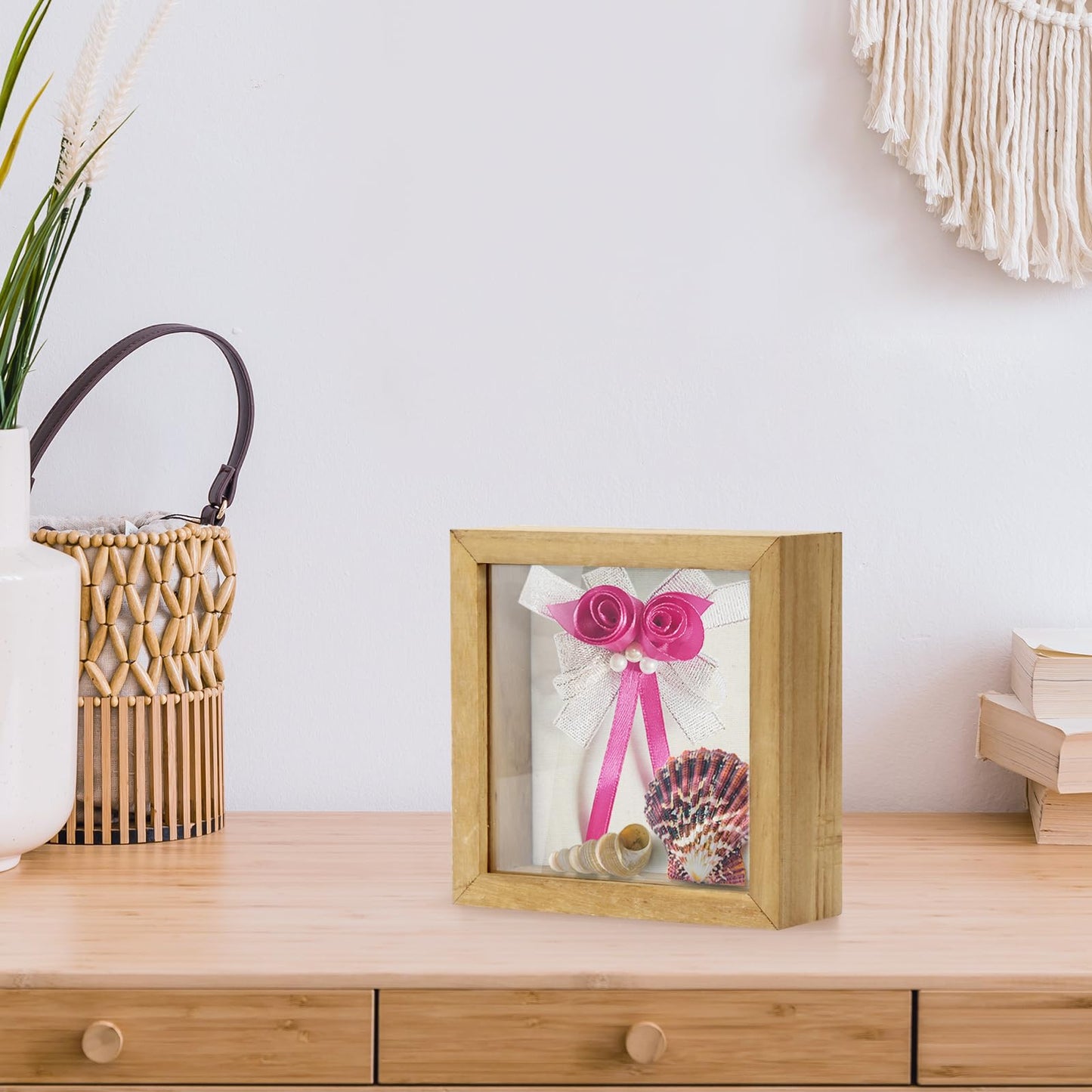 TJ.MOREE Shadow Box Frame 5 x 5 Shadowbox Display Case Picture Frame Memorabilia Wedding Bouquet Flowers Medals Military Photos Memory Box - Wood