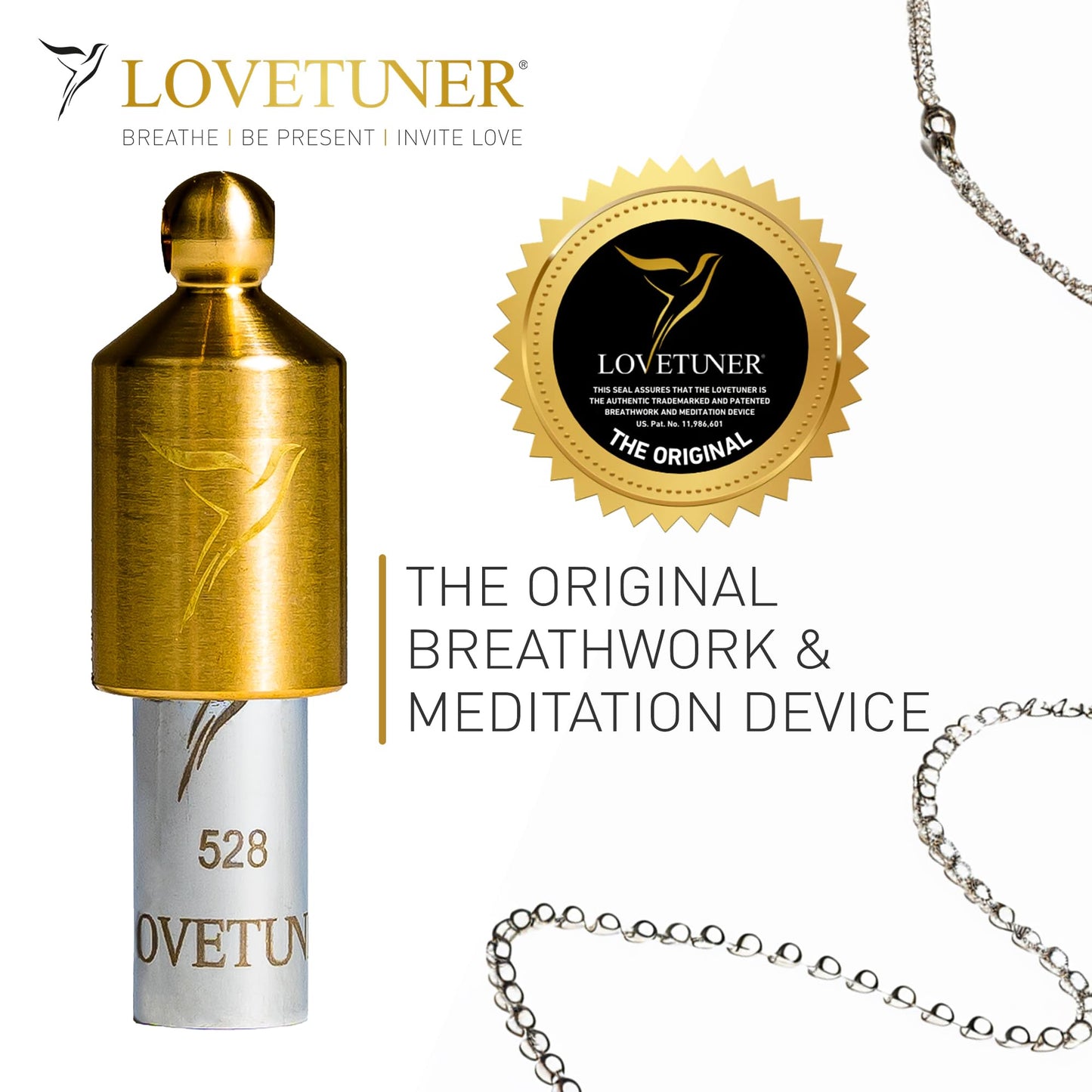 LOVETUNER Meditation Tuning Necklace 528 hz Frequency of Love | Mindfulness Device for Anxiety & Stress Relief