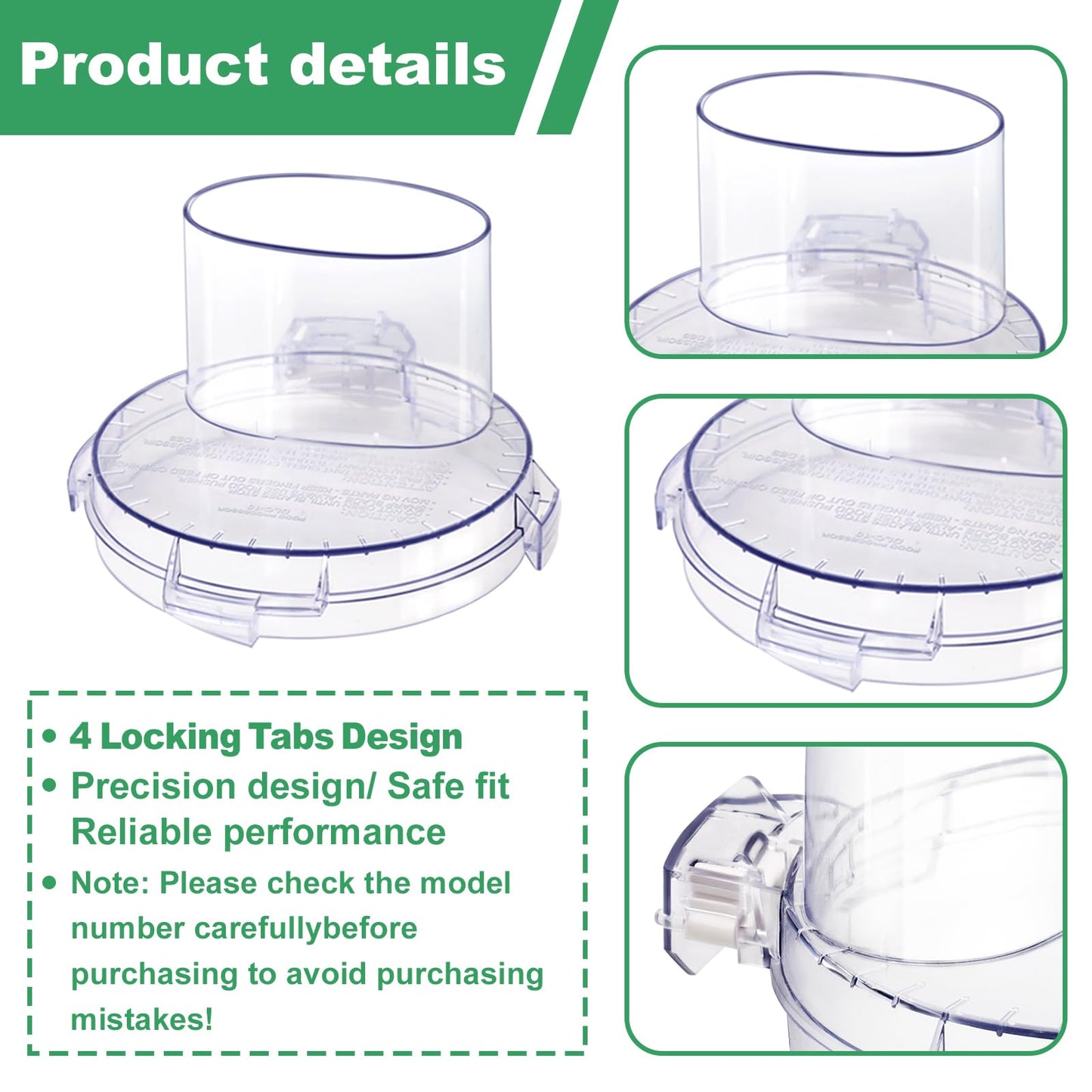 DLC-10 Series Work Bowl Cover 7-Cup DLC-117BGTXT-1 Food Processor Replacement Parts for Tritan Cuisinart,This Cover Features 4 Tabs On The Bottom Rim,Will Only Work With a Tritan Workbowl