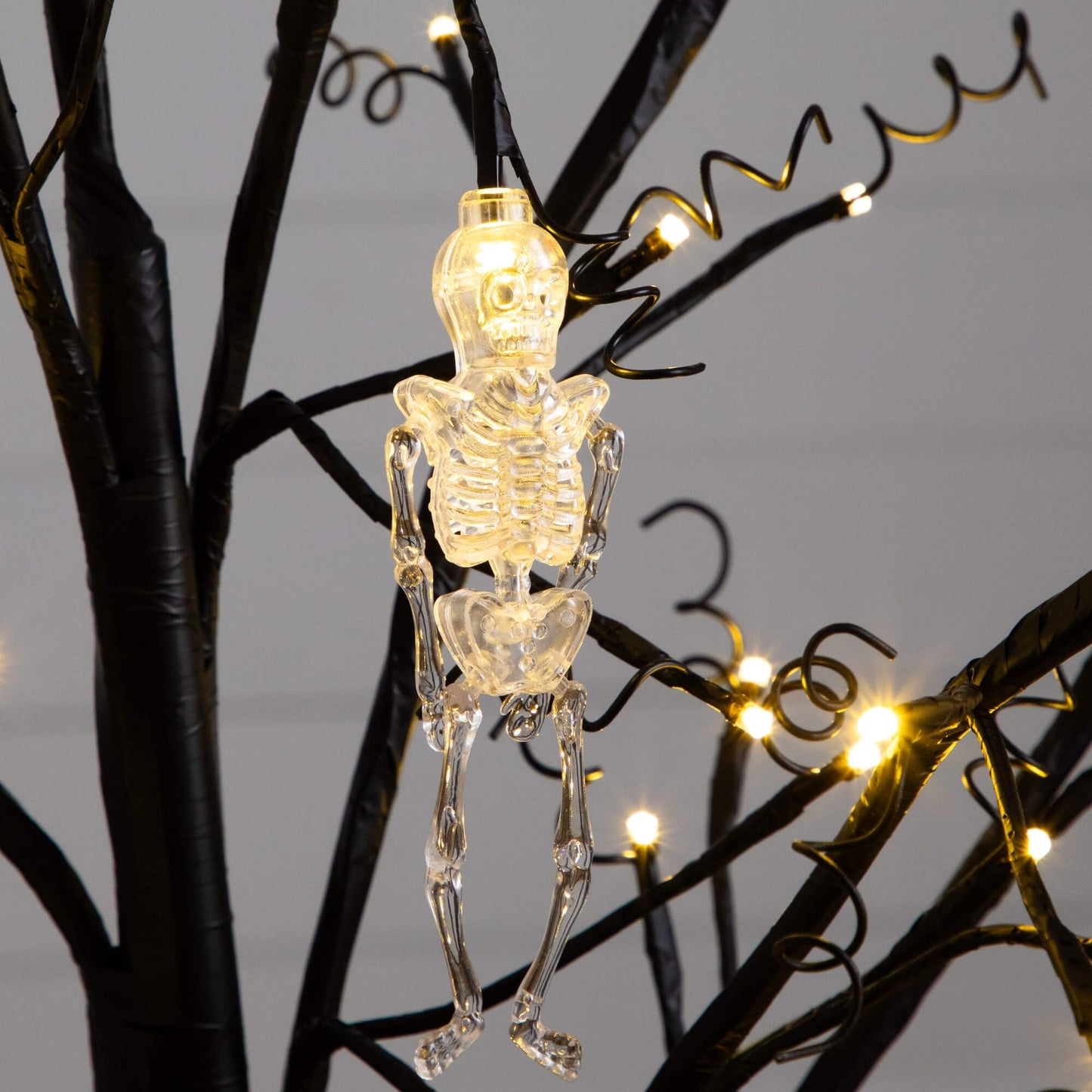 Nearly Natural 5ft Pre-Lit Halloween Pumpkins and Skulls Ornament Tree with 72 Warm White LED Lights