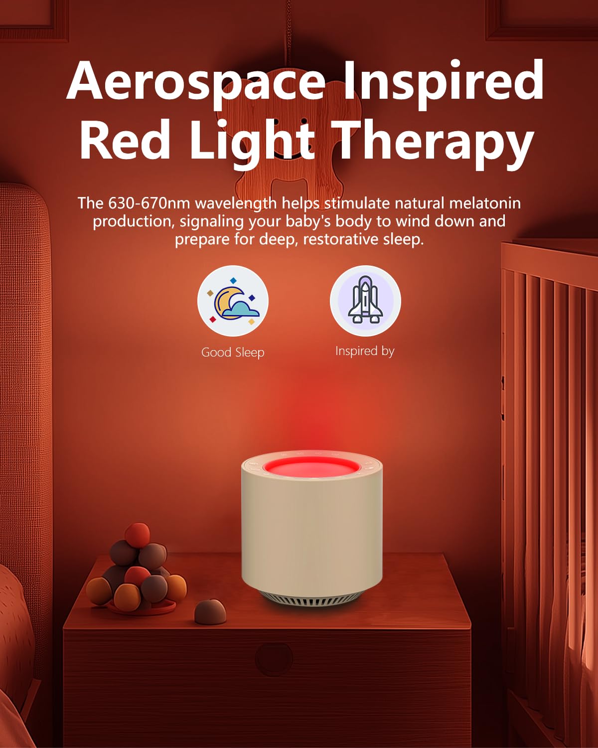 PureNurt White Noise Sound Machine: Red Light Therapy Sleep Sound Machine with 38 Soothing Sounds & Calming Womb Soother, Memory Function, Dimmable Nursery Night Light with Timer for Baby Adult Gift