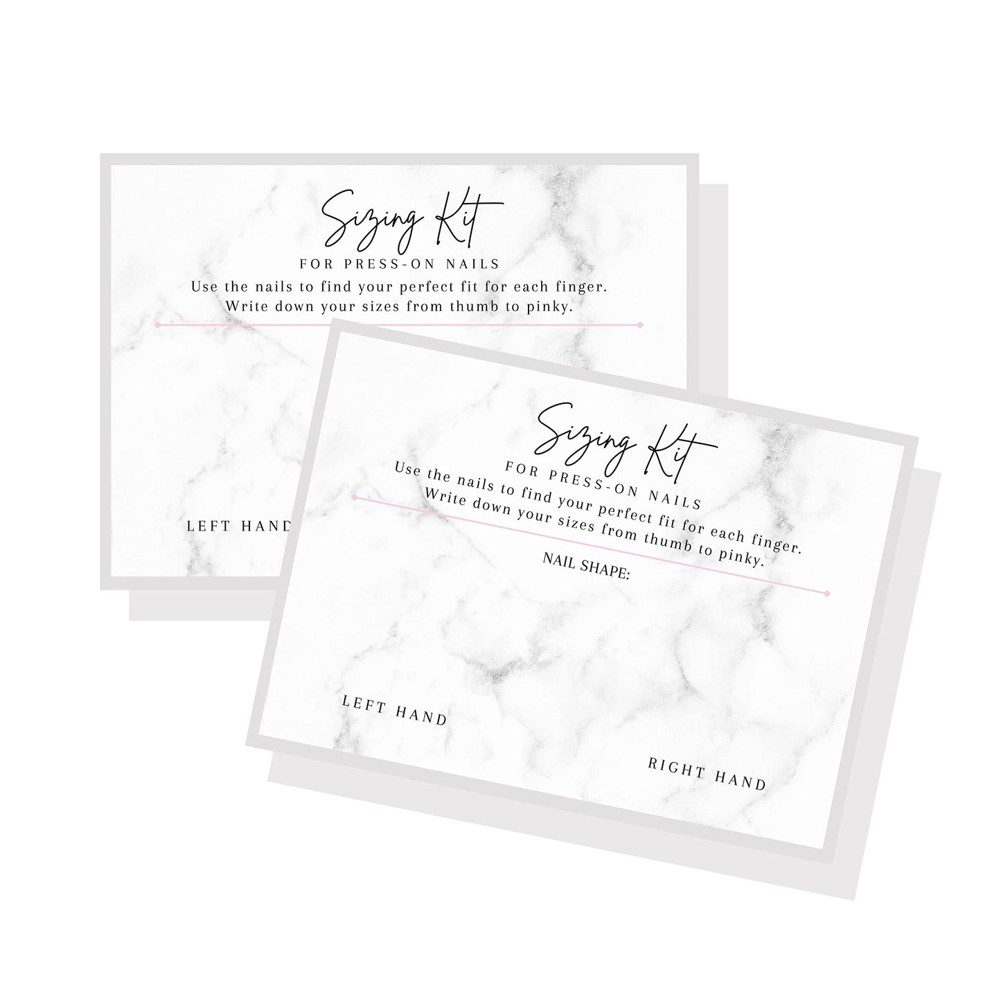 Lashicorn Press On Nail Sizing Card | 30 Pack | 5x7 inch Large Postcard |Press-On Nail Supplies | Press-On Nail Kit | Sizing Guide for Press-On Nails | Marble Design