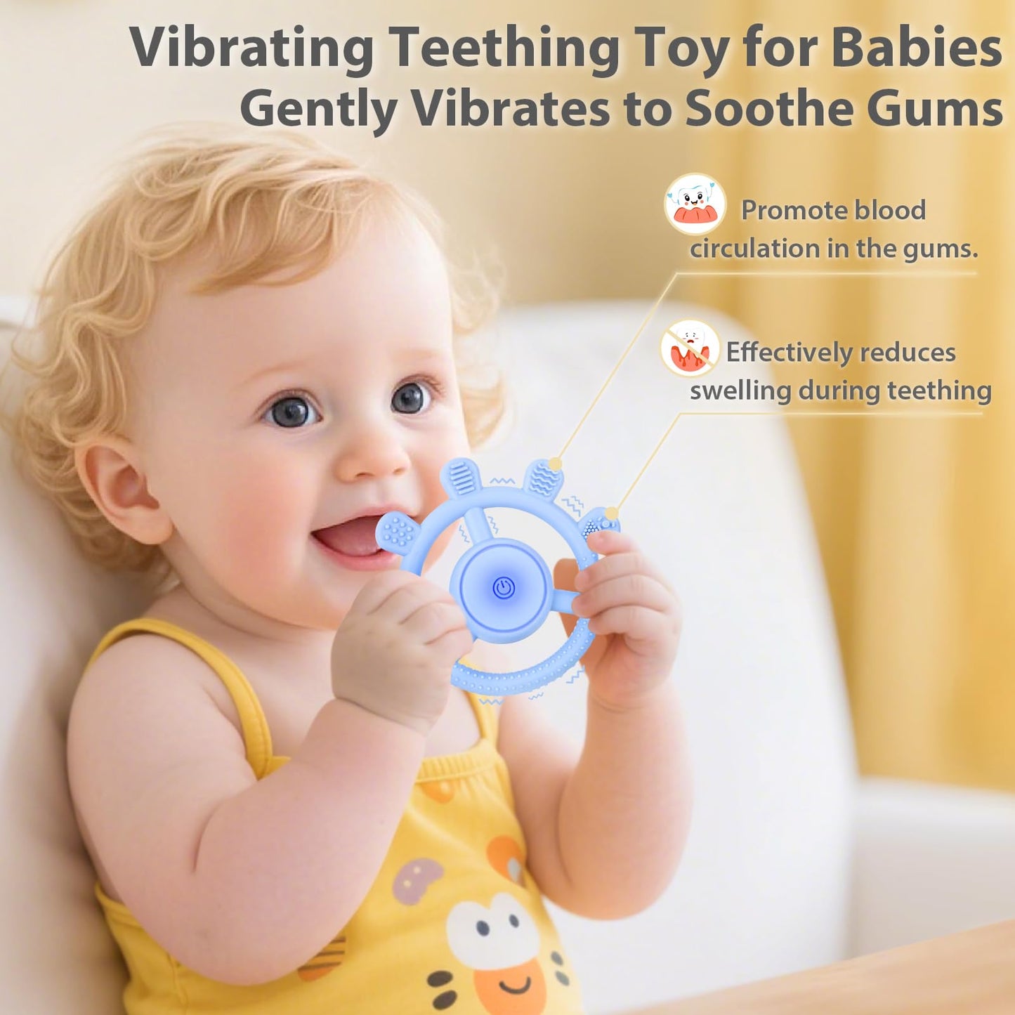 Vibrating Teether for Baby, Sensory Chew Toys for Autistic Children & Teething Toys for Babies 6-18 Months, USB Chargeable & 3X Vibration Settings. Toddler Travel Essential, Autism Sensory Products