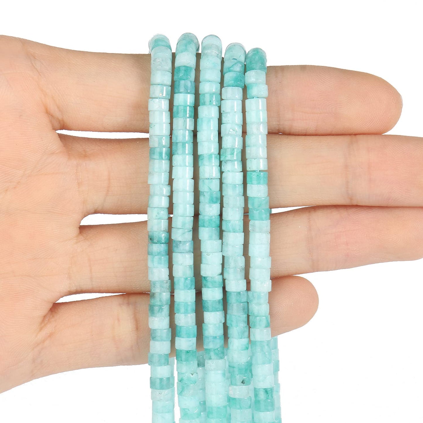 NITOPUPU 150Pcs 4×2mm Natural Chrysoprase Spacer Stone Beads for Jewelry Making Supplies, Loose Semi Flat Round Gemstone Tube Beads for Bracelets DIY Crafts