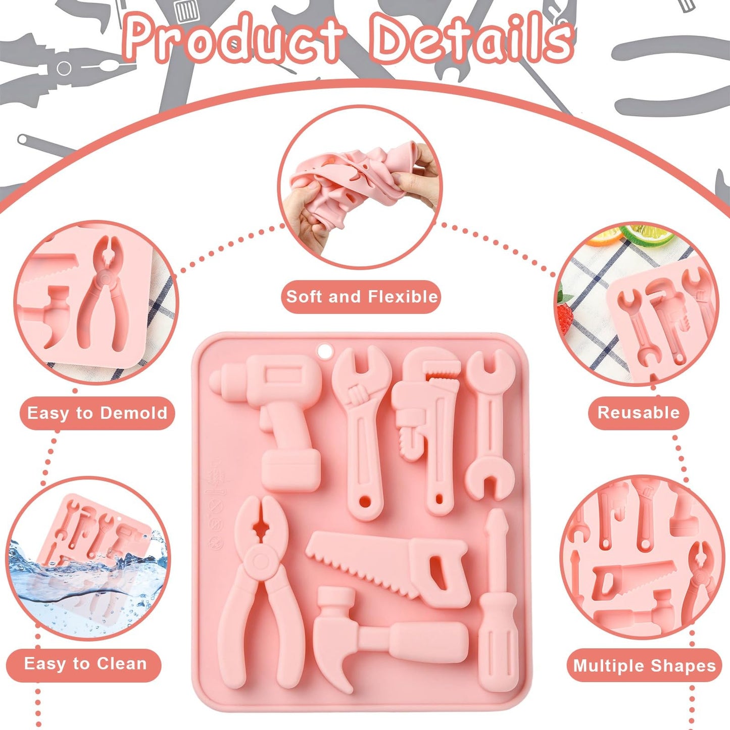 UR URLIFEHALL 2 Pcs Silicone Tool Molds Screwdriver Hammer Wrench Shape Chocolate Molds for Cake Decoration Candy Soap Cookie Ice Cube Crafts