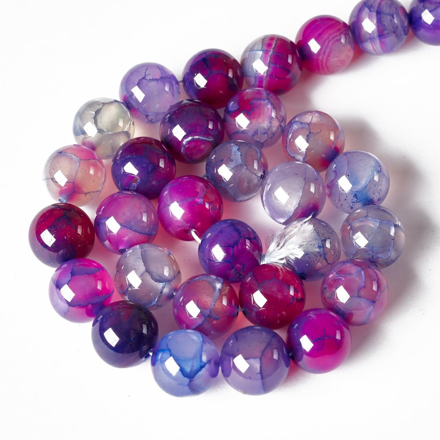 100pcs 6mm Purple Dragon Vein Agate Beads Natural Gemstone Beads Round Loose Beads for Jewelry Making