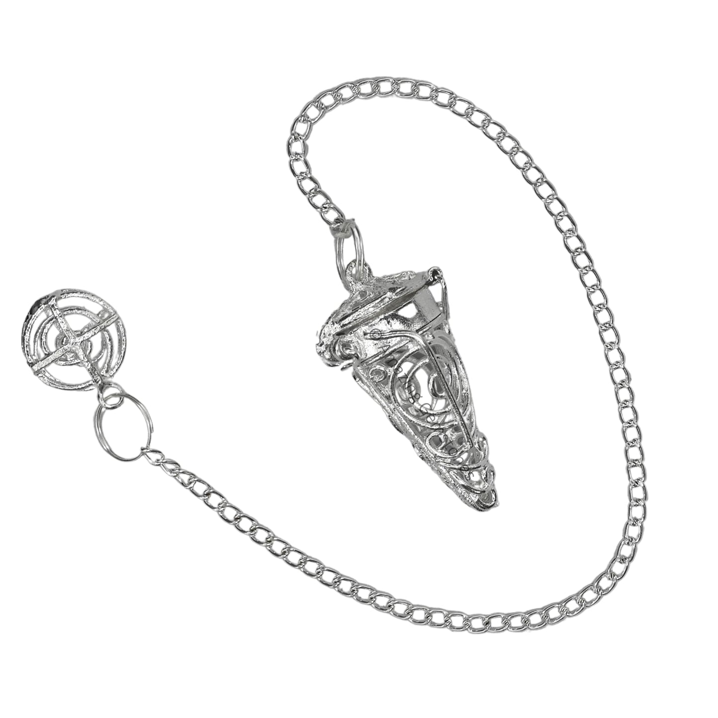 Amazing Gemstone Healing Metal Pendulums for Divination, Silver Cone Chamber Steel Copper Pendulum High Energy Pendulo de Bronce Pendulos de Mesa MP88