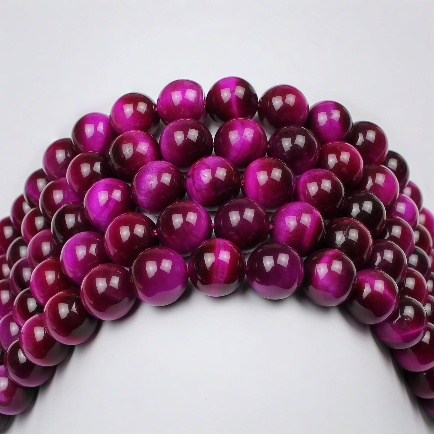 MJDCB Stone Beads 8mm 43pcs Round Rose Red Tiger's Eye Loose Gemstone Bead Charms for Jewelry Making Bracelet Necklace Earring Pendant