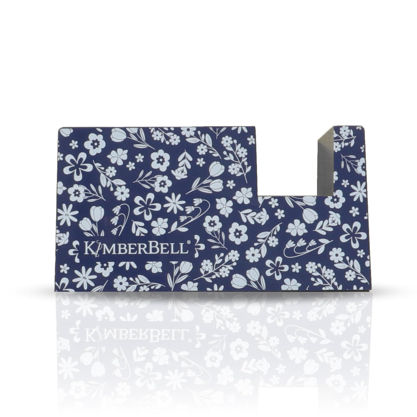 Kimberbell Navy Floral Tape Dispenser – Designed for Kimberbell Paper Tape – Stylish Floral Dispenser for Sewing and Machine Embroidery Projects – 5.375" x 3.25" x 2.25"