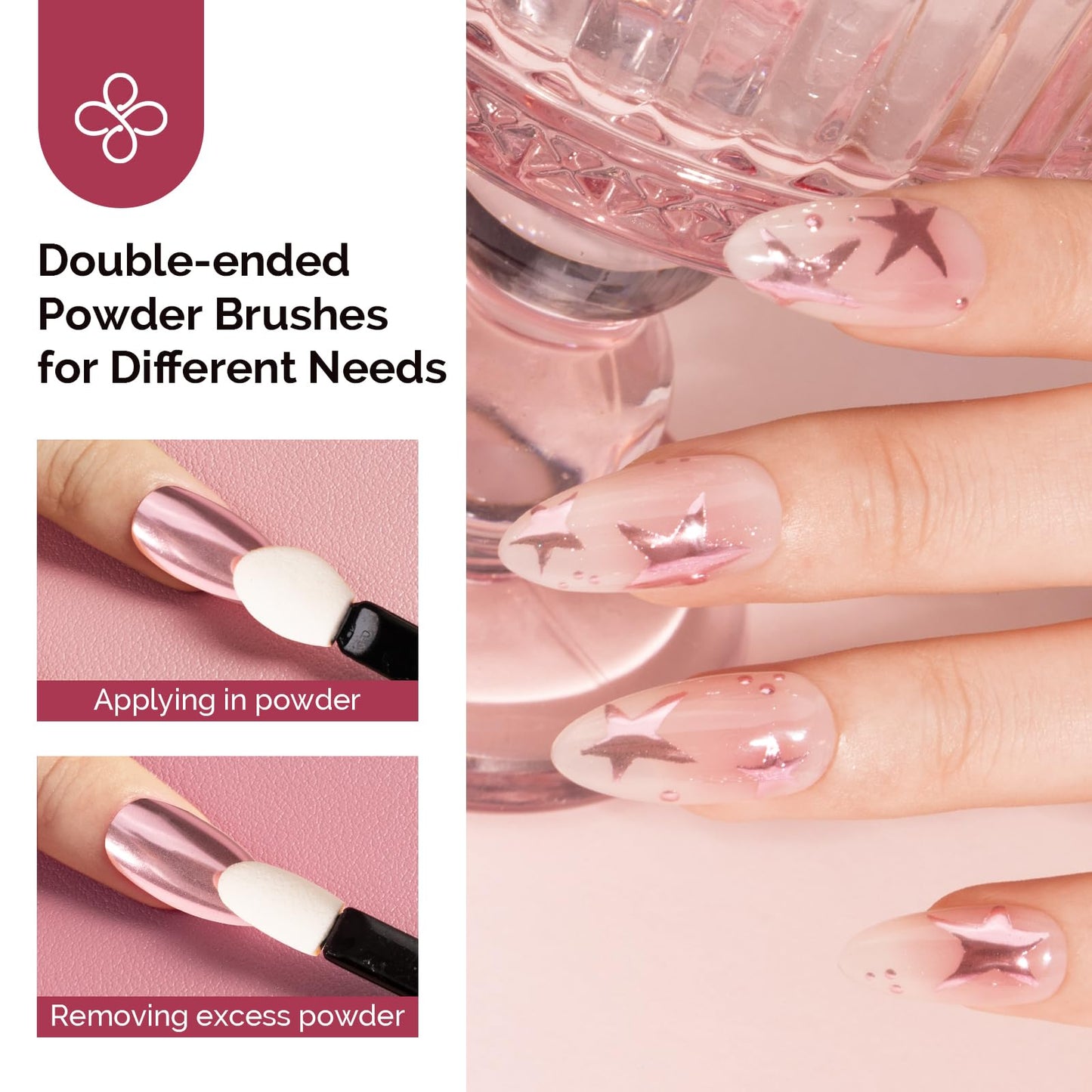 MelodySusie 9Pcs Chrome Nail Powder for Gel Nails,Metallic Mirror Effect Pigment Stylish and Technological Fine Glitter for Home DIY Salon Use