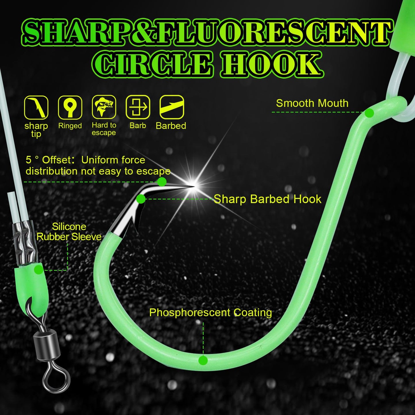 MAFIMOEA Pre-Rigged Deep Drop Saltwater Rigs – Glow Tubes, Hooks, Beads & Spinner Blade – 6/0 8/0 Circle Hooks for Snapper/Grouper/Tilefish (3/6 Hooks)