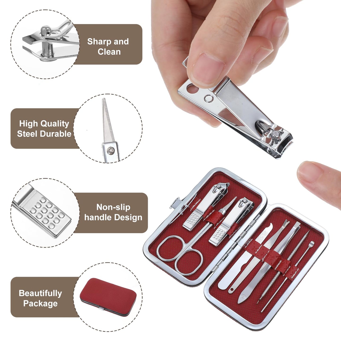 12 Pack Manicure Set Bulk, 8 in 1 Nail Clippers Kit Stainless Steel Fingernail Clippers Set, Sturdy Nail Tip Cutter Trimmers Professional Grooming Toenail Clipper Personal Pedicure Kits Gift