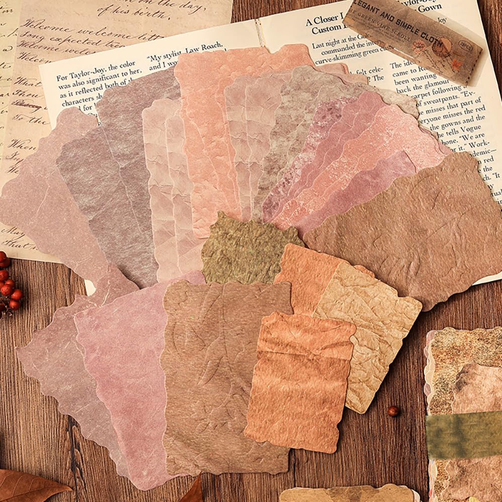 168PCS Textured Scrapbook Paper Kit 6 Themes Scrapbook Journaling Supplies Embossed Rice Decoupage Paper Mixed Media for Bullet Journaling, Junk Journal, Retro Crafts