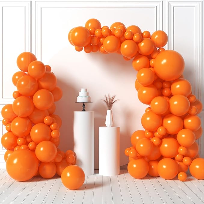 HOUSE OF PARTY Orange Balloon Garland Kit - Burnt Orange Balloons Arch Kit | 5/12/18 Inch Halloween Balloons for Birthday Party Decorations Party Supplies