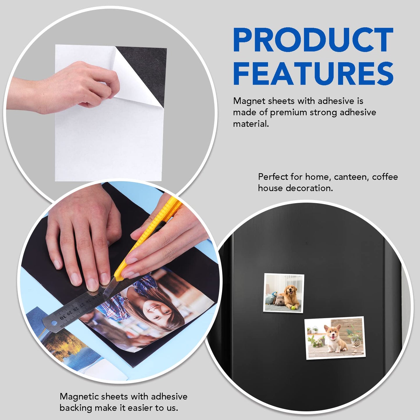 DIYMAG Magnetic Adhesive Sheets Photo Mat, 8" x 10" 12 Pack Flexible Magnets with Adhesive Backing for Crafts, Photos and Pattern Storage, Easy to Peel and Stick