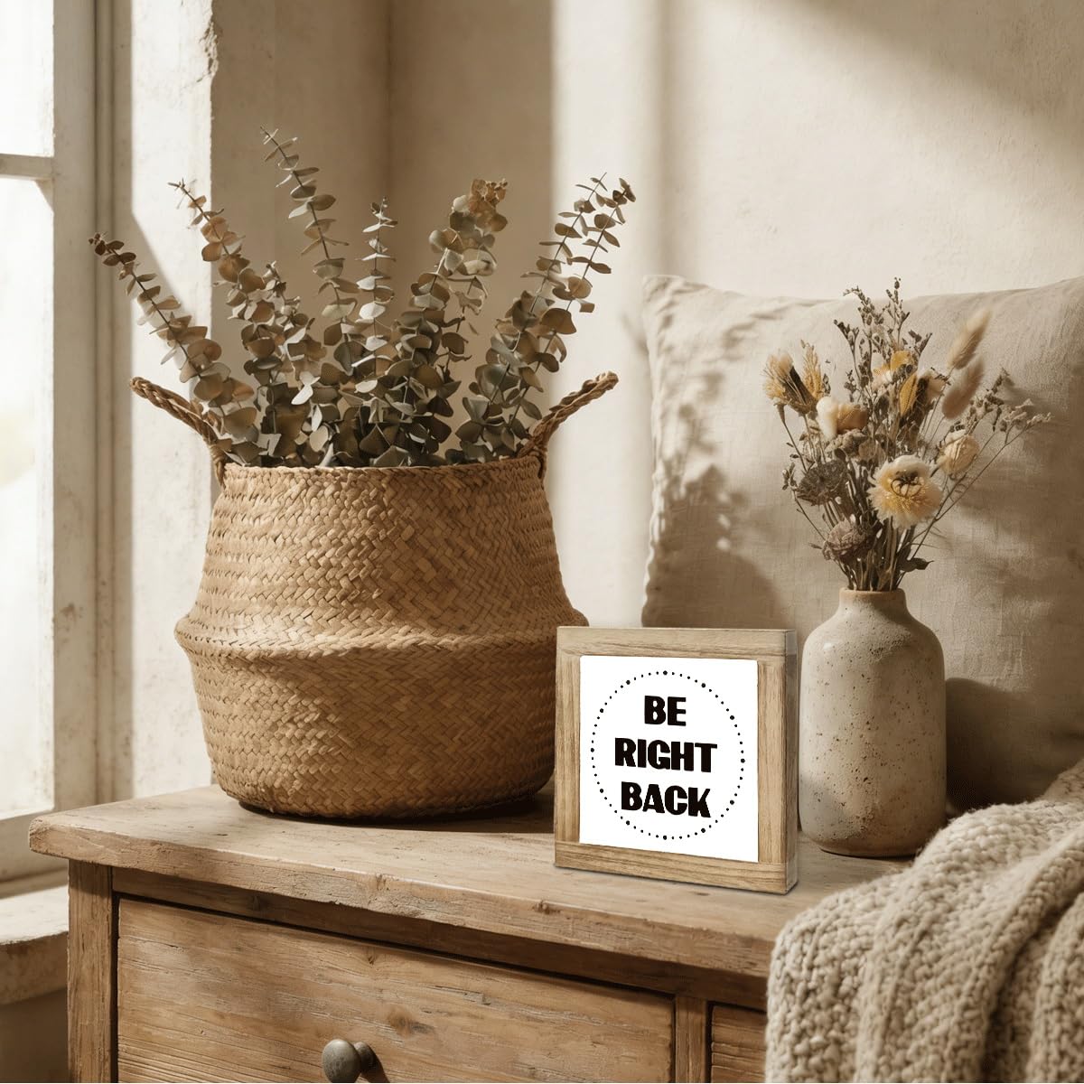 Office Desk Sign, Be Right Back Signs, Office Decor Wooden Plaque Sign, Home Offices Decor, Workspace Tabletop Decoration for Shelf Offices Desk Accessories