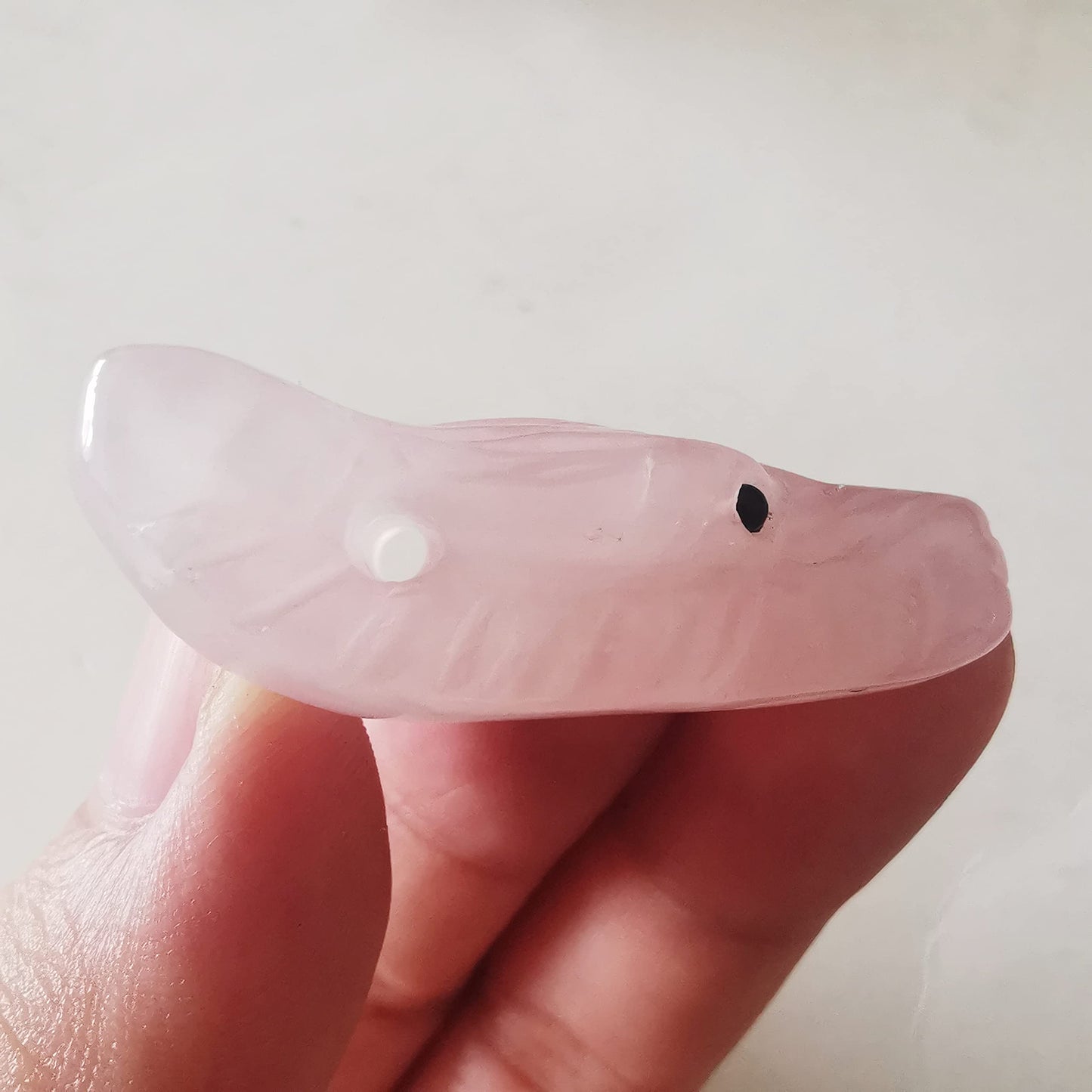 Bacatgem Natural Rose Quartz 1.37 inchs Wolf Head Pocket Crystals and Healing Stone Figurine,Haped DIY-Jewelry Pendant