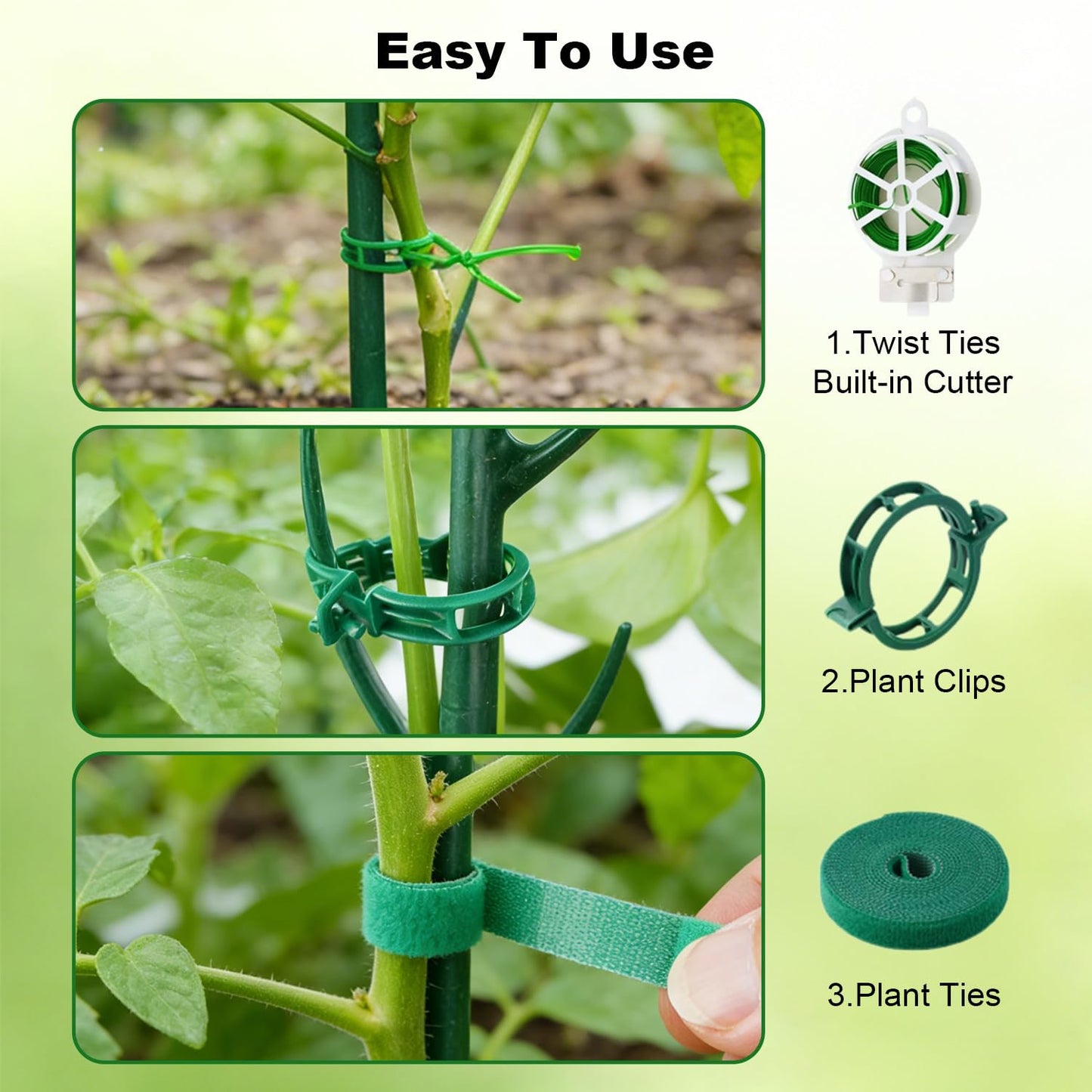 10 Pack Stackable Monstera Plant Support Stakes, Adjustable Climbing Plant Poles for Indoor Outdoor Plants, Durable Green Garden Stakes with Clips and Tape for Pothos, Philodendron, Vines