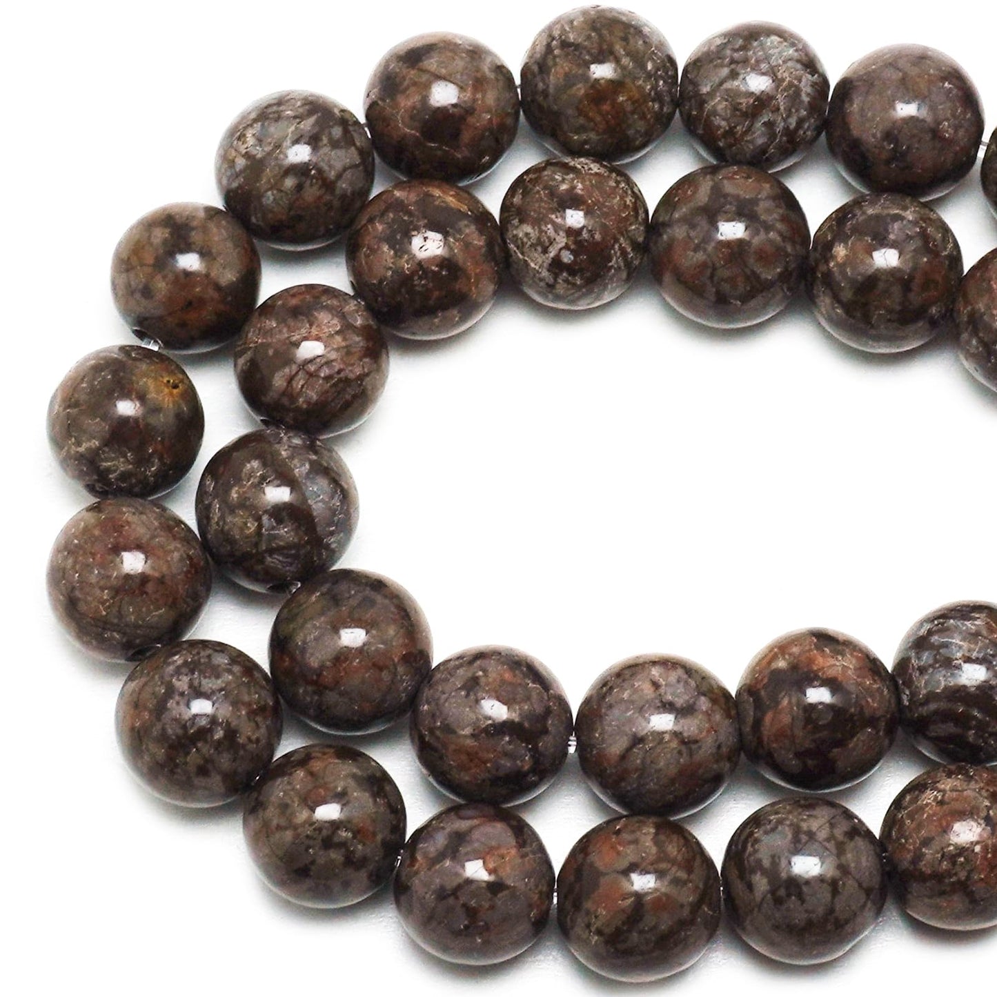 DIQIO Natural Coffee Snow Jasper Beads Round Loose Stone Beads - Gemstone Beads for Jewelry Making, 6mm Brown Crystal Beads for Bracelets(58-60pcs, 6mm, Coffee Snow Jasper)
