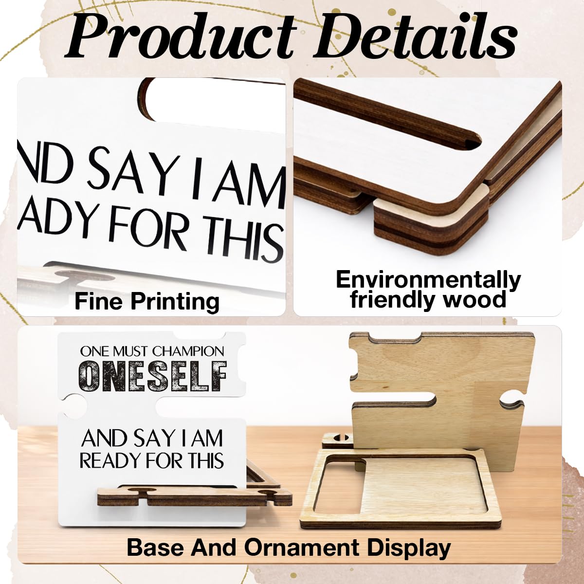 Inspirational Office Gift - Multi-functional Desk Organizer - Motivational Positive Office Quote Wooden Decor Sign for Coworker Desk Shelf Table