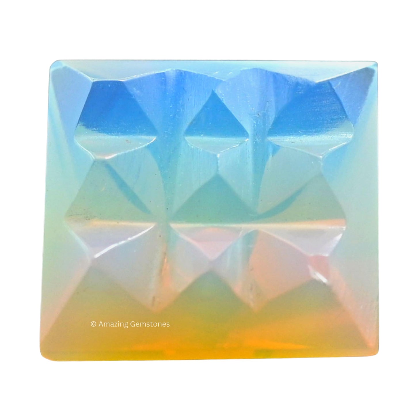 Amazing Gemstone Opalite Crystal Pyramid with 9 Pyramid Plate Bottom - 1" Mini Pyramid Figurine of Natural Stone Pyramid for Meditation, Reiki, Chakra Balancing Vastu Pooja and Crystal Grids