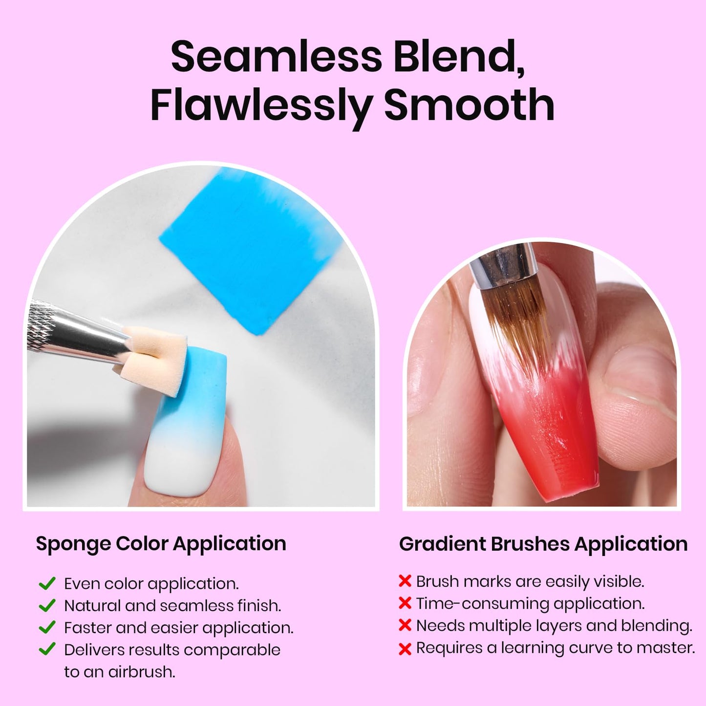 Beetles 150Pcs Soft Nail Sponges for Ombre, Colorful Nail Sponge wit & 31pcs Nail Art Brushes, Dotting Tools, Nail Art Pens, Dust Brush