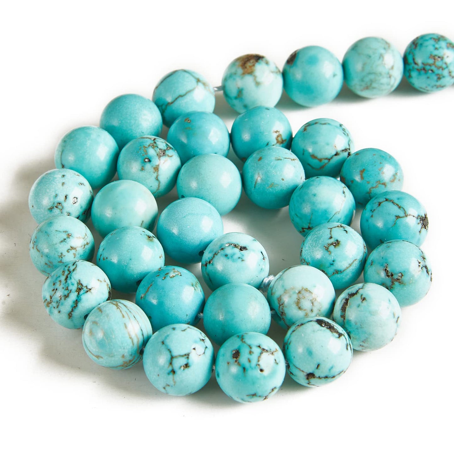 60pcs 6mm Turquoise Beads Natural Gemstone Beads Round Loose Beads for Jewelry Making